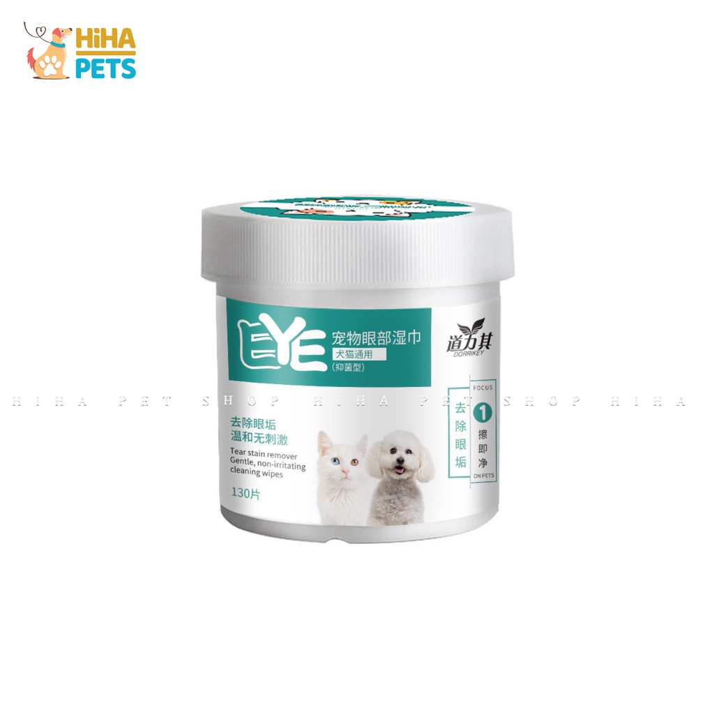 Khăn Ướt Lau Mắt Bẩn Cho Chó Mèo Chiết Xuất Từ Cây Lô Hội 130 Miếng, Khăn Lau Mắt Cho Mèo Chó