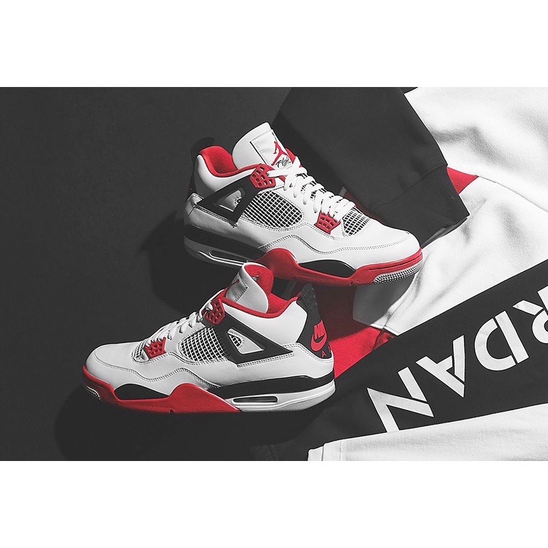 GIÀY JD4 RETRO WHITE RED BLACK DA THẬT LAI AU