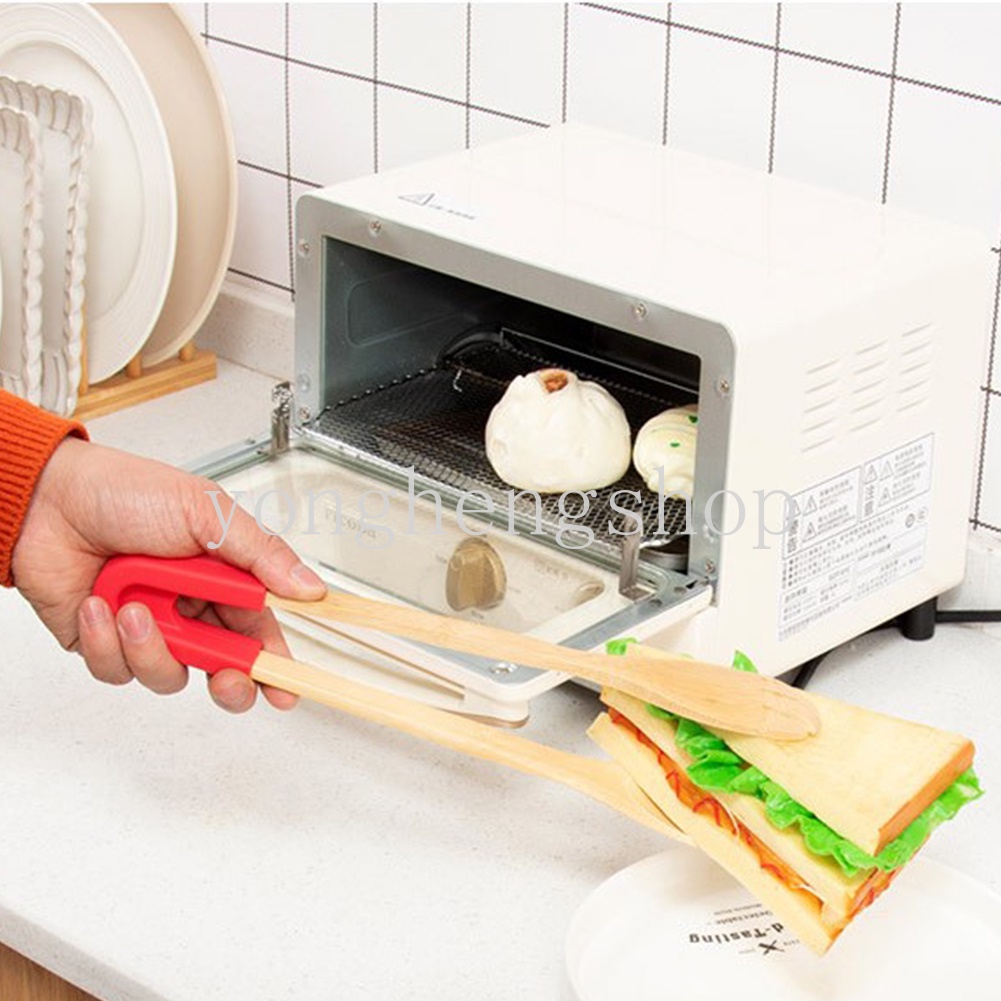 Kẹp Gỗ Tre Gắp Thức Ăn Có Tay Cầm Silicone Tiện Lợi