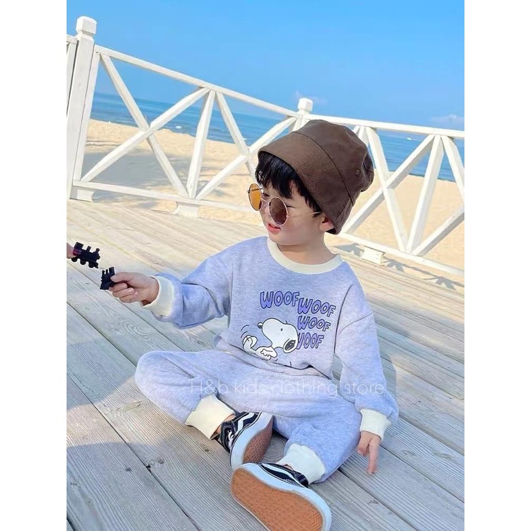 Bộ bé trai dài tay hình CÚN SNOOPY chất cotton Zip Hàn cho bé 8 - 20kg BKS28