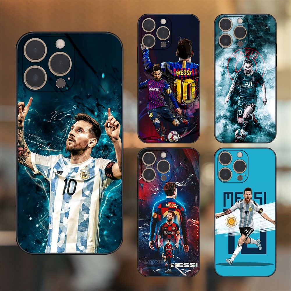 Ốp lưng iPhone 13 Pro dẻo đen cạnh vuông in hình Lionel Messi Barcelona PSG