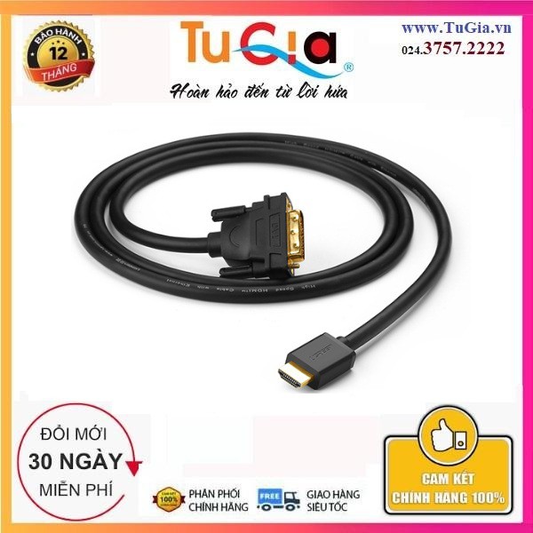 Cáp chuyển đổi từ HDMI sang DVI 2m Ugreen 10135 - hàng chính hãng