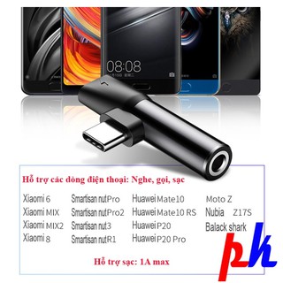 Jack chuyển đổi âm thanh Baseus L41 2in1 Type C ra cổng tai nghe 3.5 mm và cổng sạc