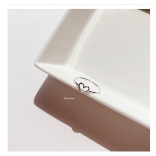 Nhẫn bạc nữ TLEE bạc trái tim rỗng trơn basic TLEE JEWELRY A0316