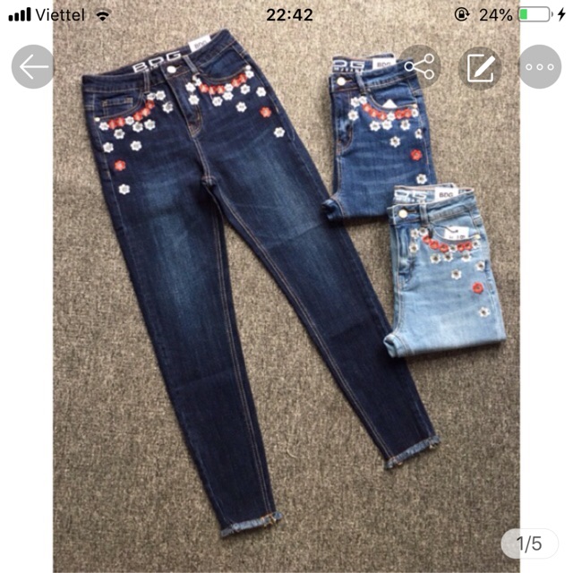 QUẦN JEANS ÔM, THÊU ĐẸP ,LAI TUA. Hàng VNXK