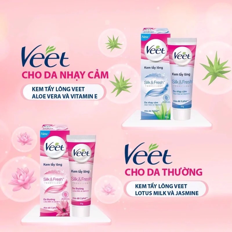 Kem tẩy lông Veet dưỡng ẩm cho da nhạy cảm da thường Linh Giang chính hãng