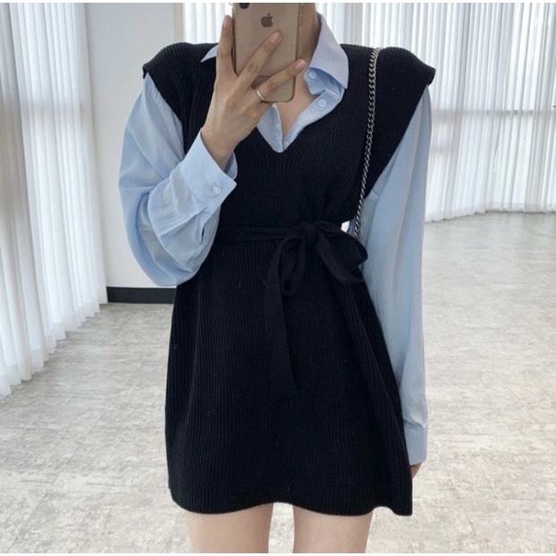LUNE - ÁO GILE DÁNG VÁY GILE LEN MỎNG PHỐI ĐỒ CÁ TÍNH