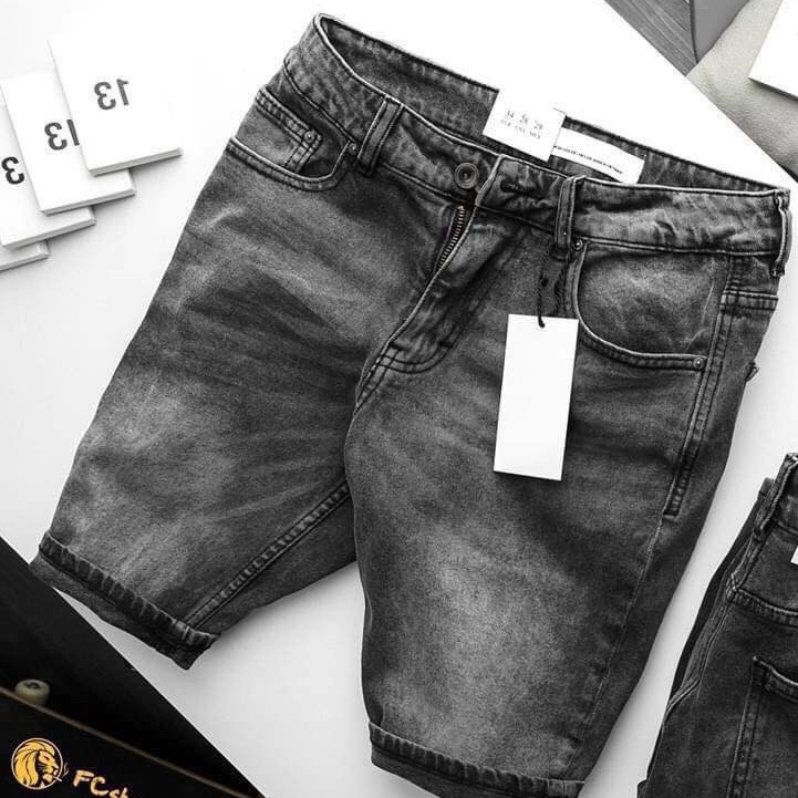 Quần jean màu xám đậm trơn ,quần short nam chất vải denim co dãn nhẹ thoải mái khi mặc T-FASHION 24H M211