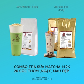 Set Nguyên Liệu Pha Trà Sữa MatCha thơm đậm vị 20 ly tặng kèm công thức pha chế