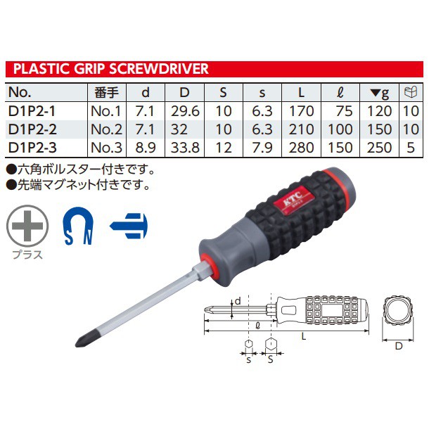 Tô vít dài 4 cạnh KTC Nhật D1P2-3 mũi số PH3 dài 28cm - Trong bộ dụng cụ Yamaha VN