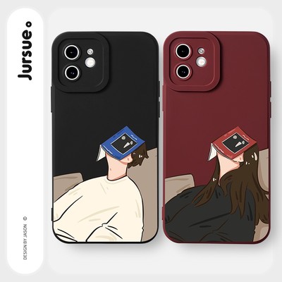 Ốp lưng JURSUE hoạt hình cặp đôi dễ thương đẹp độc lạ cho iPhone 16 15 14 13 12 11 Pro Max SE 2020 X XR XS ip 8 7 Plus Y2094