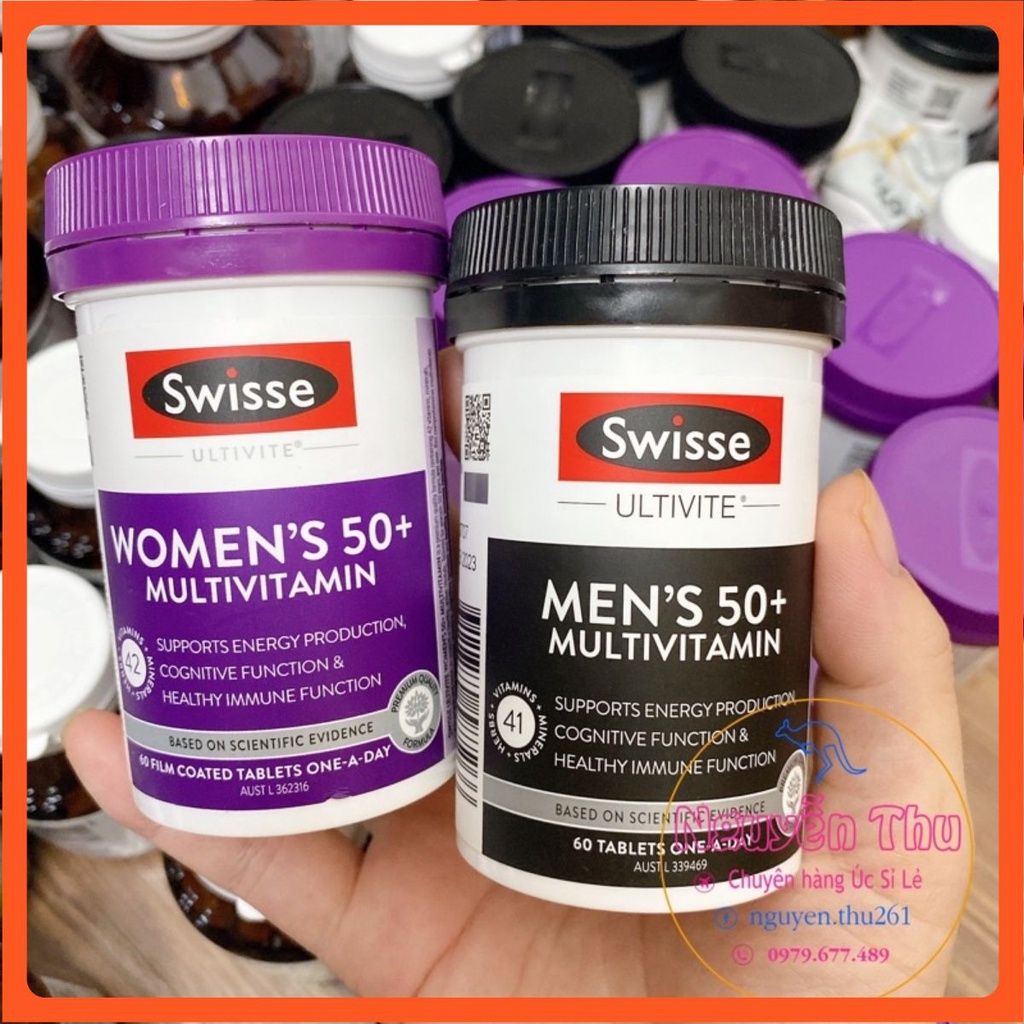 Vitamin tổng hợp nam, nữ Swisse Women + Men  từ 50 tuổi 60 viên Úc - Swisse Men's/Women's Ultivite 50+ Multivitamin ÚC