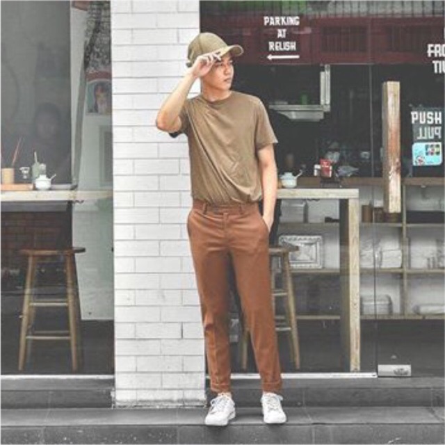 Áo thun trơn basic màu nâu caramel