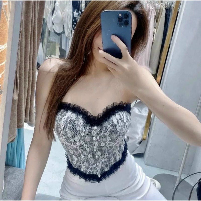 Áo Bra 2 Dây Ren Hoa Cúp Ngực Chất Đẹp Kiểu Dáng Ulzzang Hàn Quốc 2 Màu