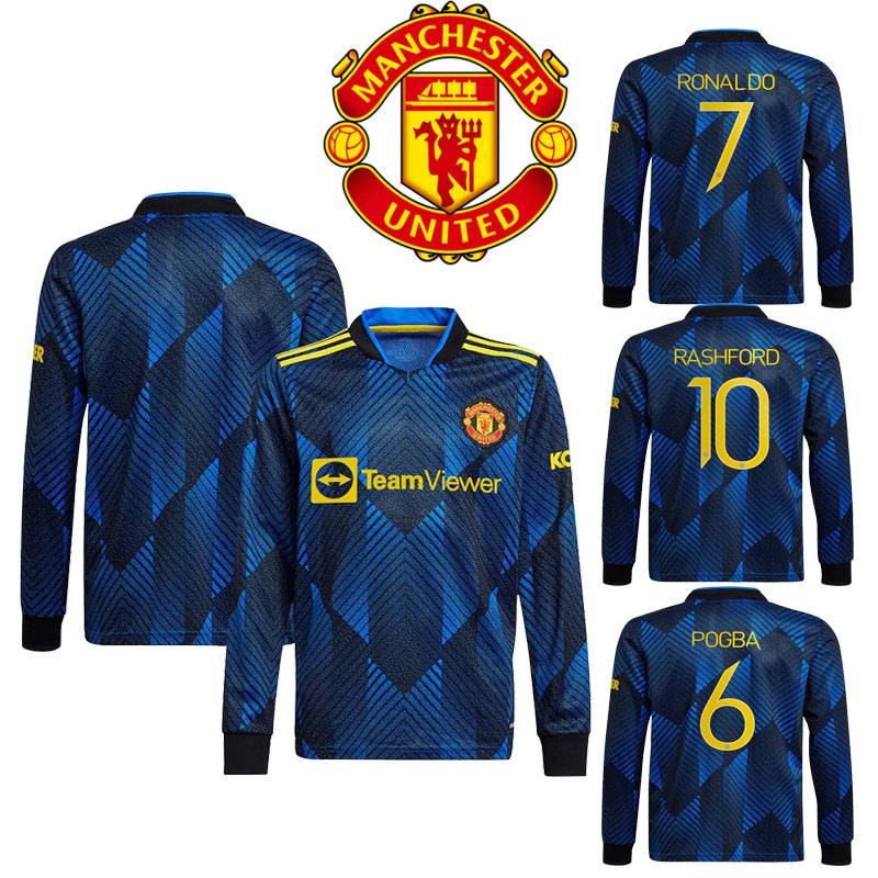 Áo thun thể thao tay dài Unisex in chữ Ronaldo Pogba Rashford 2022 MUN F.C. Away