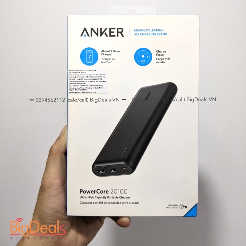 [Mã SKAMSALE03 giảm 10% đơn 200k] Sạc dự phòng Anker A1271 dung lượng 20000 mAh | BigDeals VN