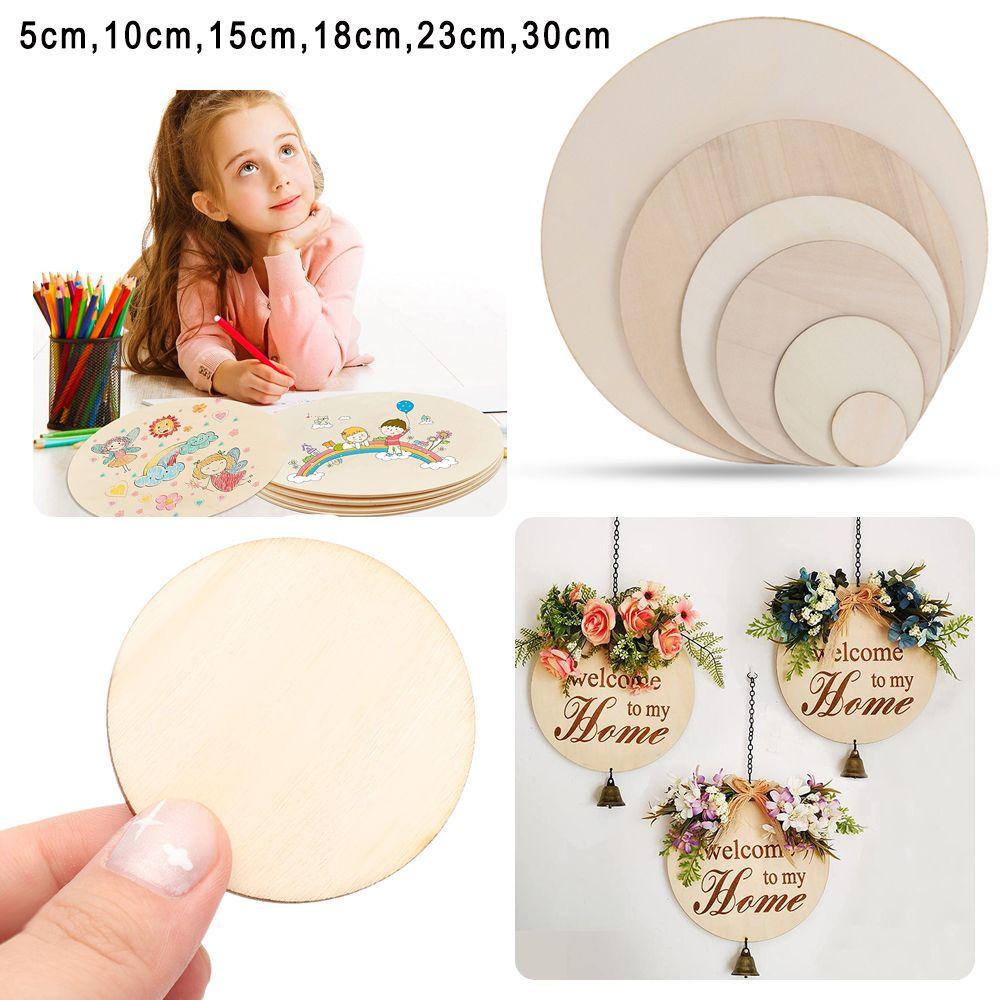 YOLA Set 3 / 5 / 10 Miếng Gỗ Tròn Dùng Để Trang Trí Đồ Thủ Công Đa Dụng