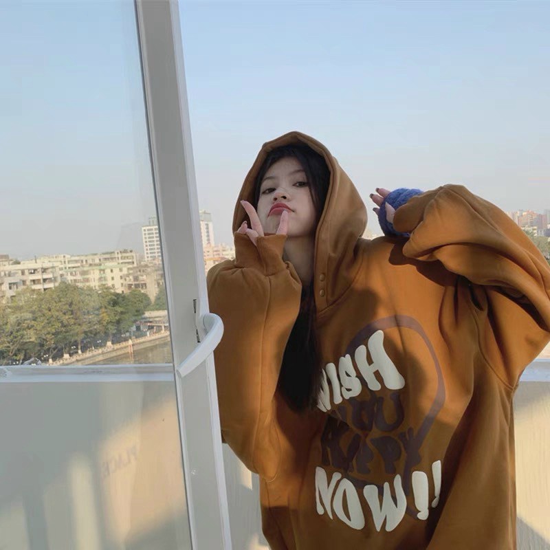 Áo Hoodies Nữ Wish Now Chui Đầu Chất Nỉ Mềm Nón 2 Lớp Chùm Đầu Form Rộng Che Nắng Tốt Mặc Thoải Mái NEW UNISEX