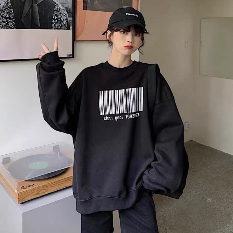 áo nỉ Bông cổ tròn in hình mã vạch | BigBuy360 - bigbuy360.vn