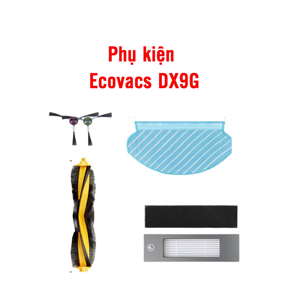 Phụ kiện robot hút bụi Ecovacs DX9G, khăn lau, chổi cạnh, chổi cuốn, lọc bụi.