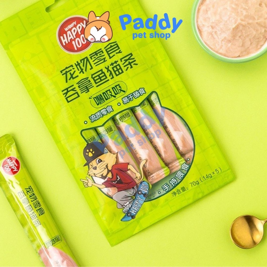 Súp Thưởng Mèo Wanpy Happy 100 (Túi 5 tuýp*14g)
