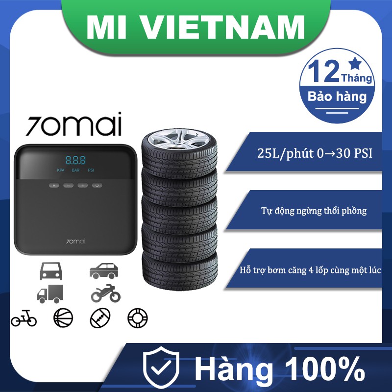 Máy bơm lốp 70mai TP03 Midrive 12V 24V 10A xe ô tô Electric Pump Mini Car Tire Inflator Tire Auto Pumb