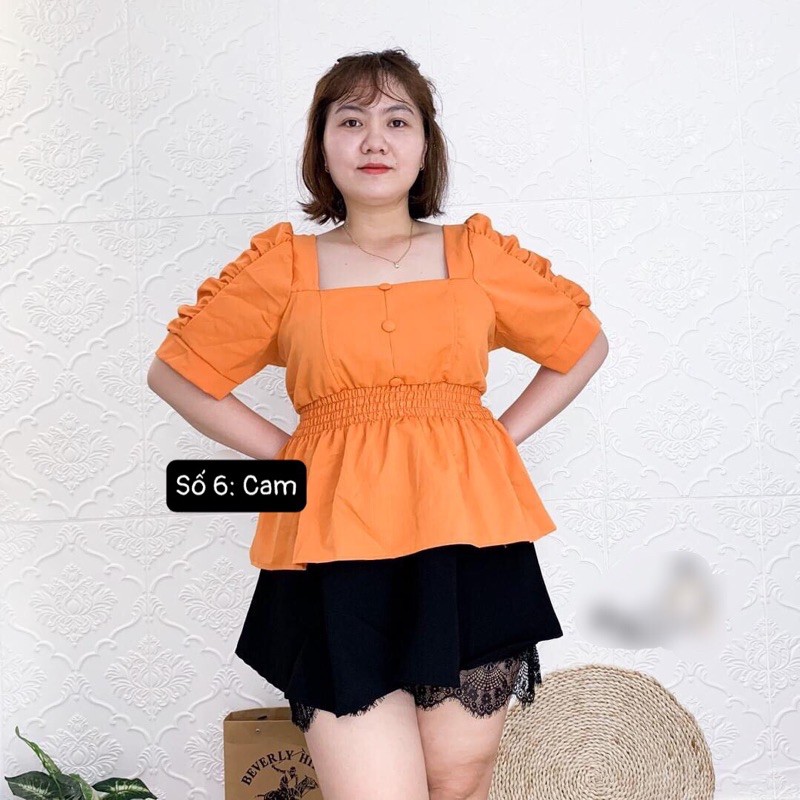 ÁO KIỂU bigsize: áo peplum mặc Tết màu đỏ size từ 55-85kg (3 size: L/ XL/ XXL)