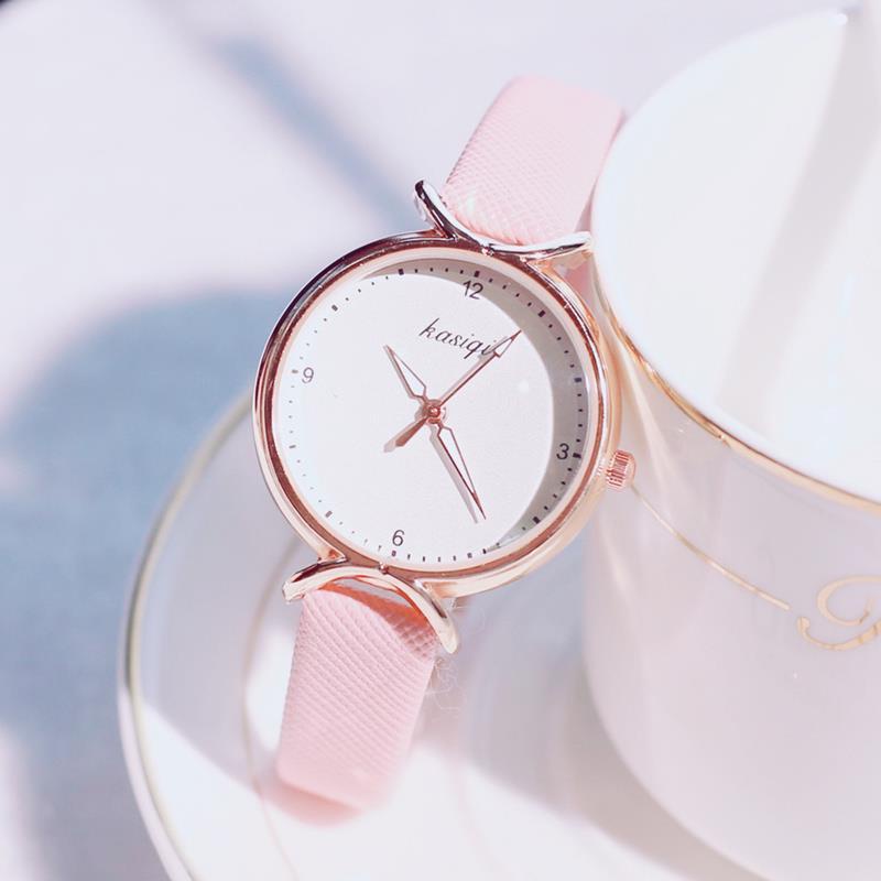 Đồng Hồ Quartz Nữ Mặt Đính Hột Xoàn Dây Da