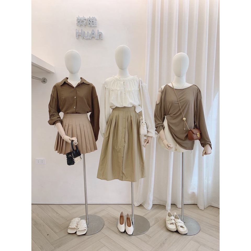 Chân váy xếp ly lưng chun, chân váy dài, váy xếp ly