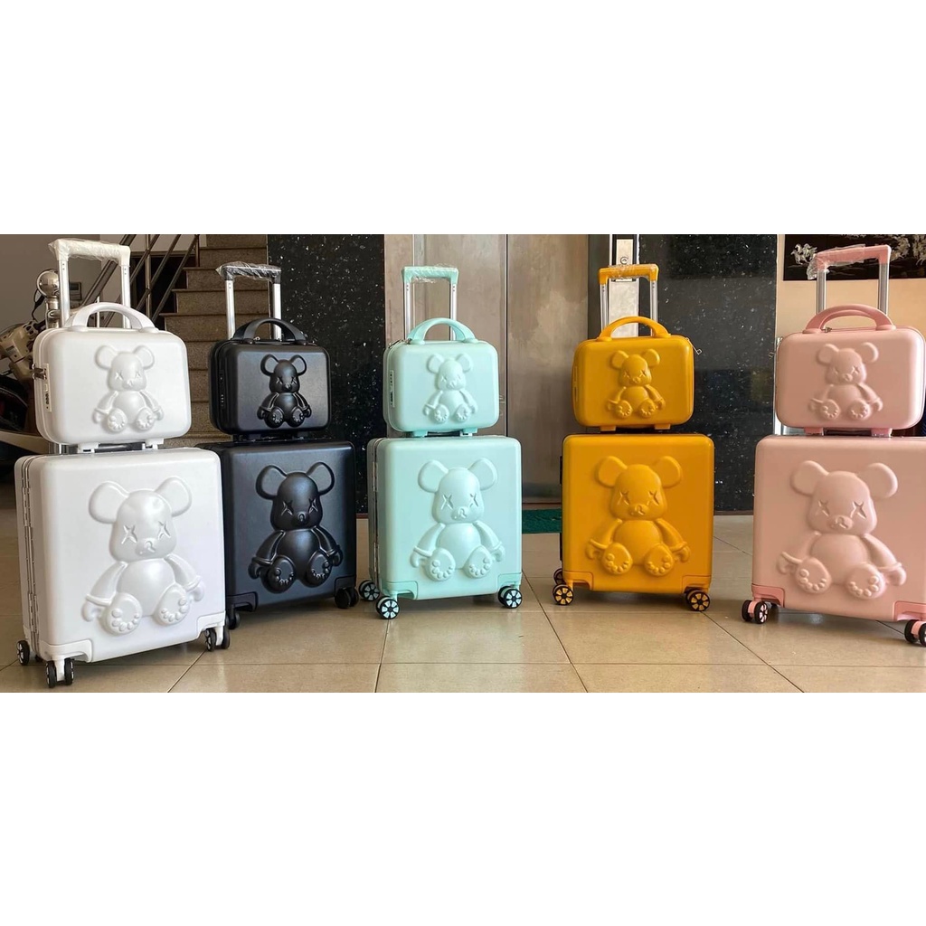Vali khung nhôm hoạ tiết vịt dễ thương  khóa sập cao cấp chống vỡ, chống trộm size 20 inch 24 inch