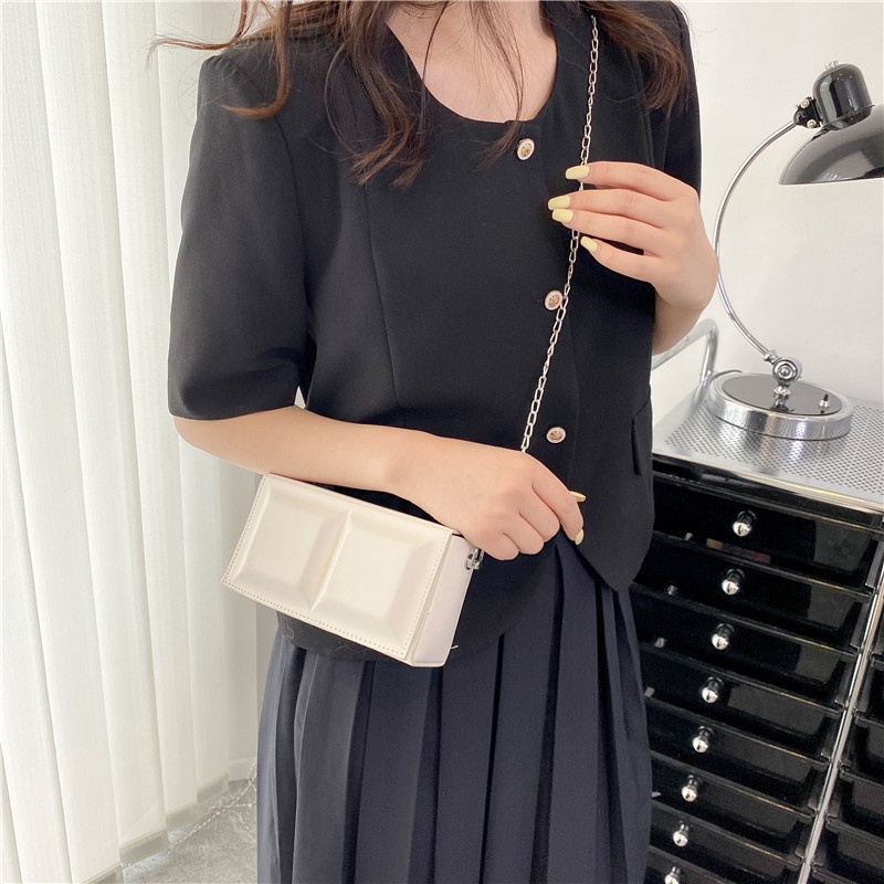 Túi đeo chéo JASMIN NOIR họa tiết caro phối dây xích thời trang cho nữ