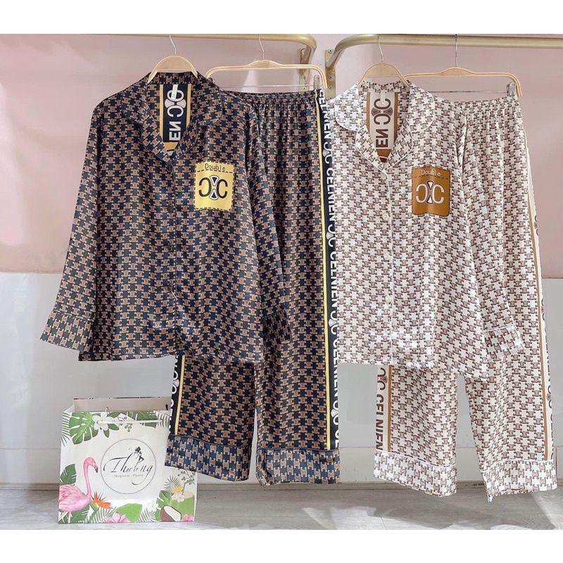 Bộ pijama dài siêu xinh lụa satin cao cấp quảng châu