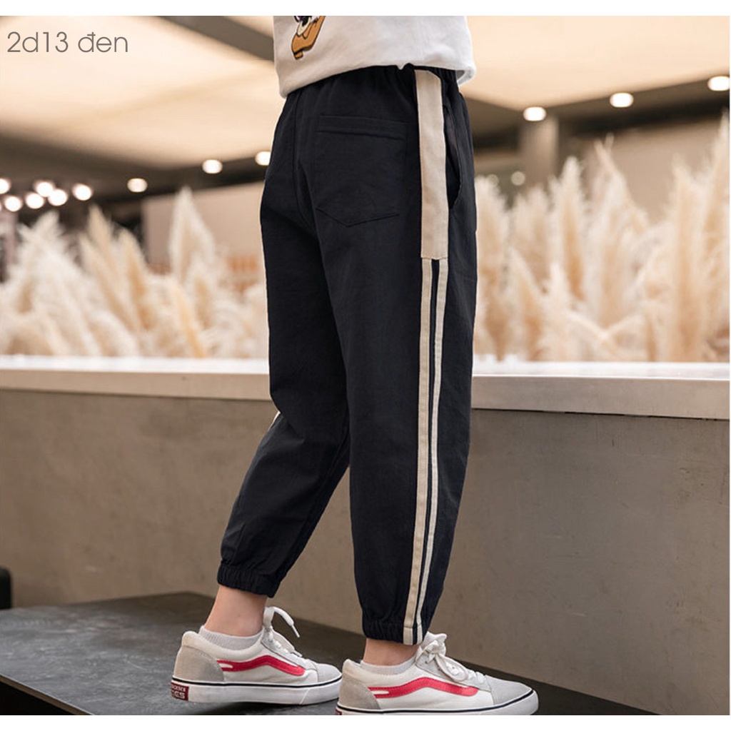 (MUA 2 QUẦN TẶNG 1 ÁO THUN CỘC TAY SIZE ĐẠI) Quần jogger đũi dài sọc viền VEMZKIDS cho bé trai bé gái (19-53kg)