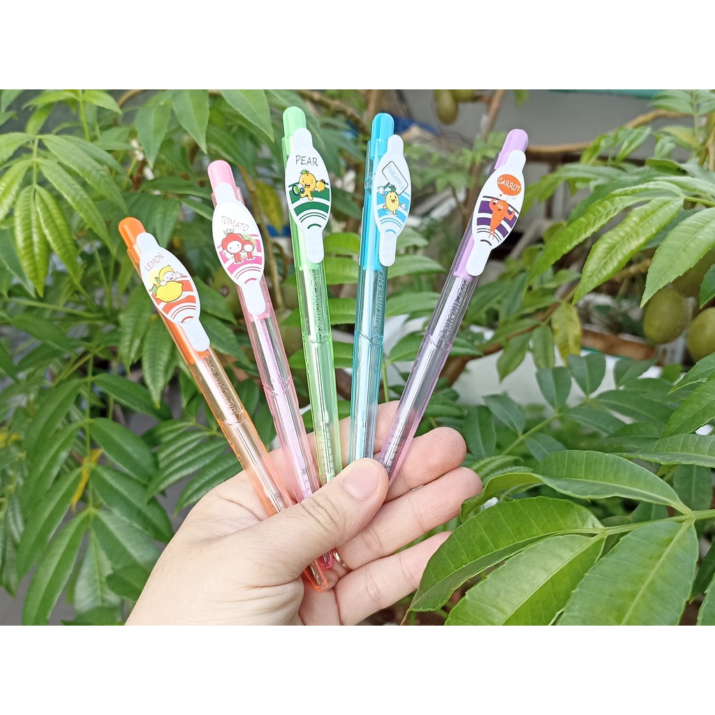 Set 5 cây bút bi bấm mực xanh Gstar OG-025A  kèm icon trái cây