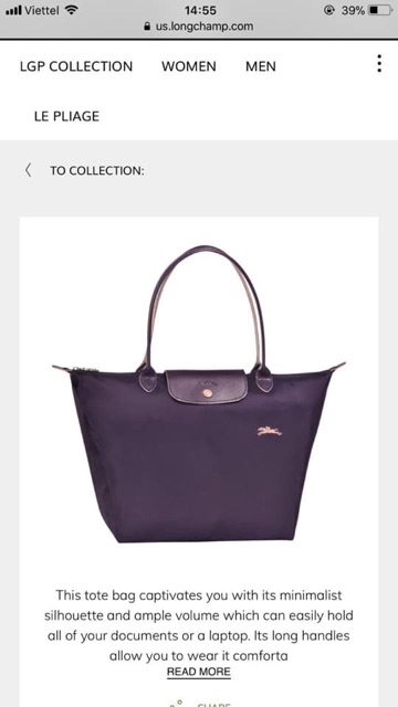 Túi tote Longcharm - size S