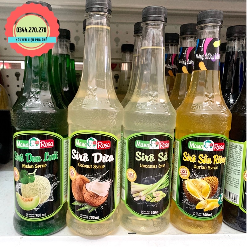 Siro Golden farm Mama rosa đủ hương đào, vải, dâu.. Chai 700ml -