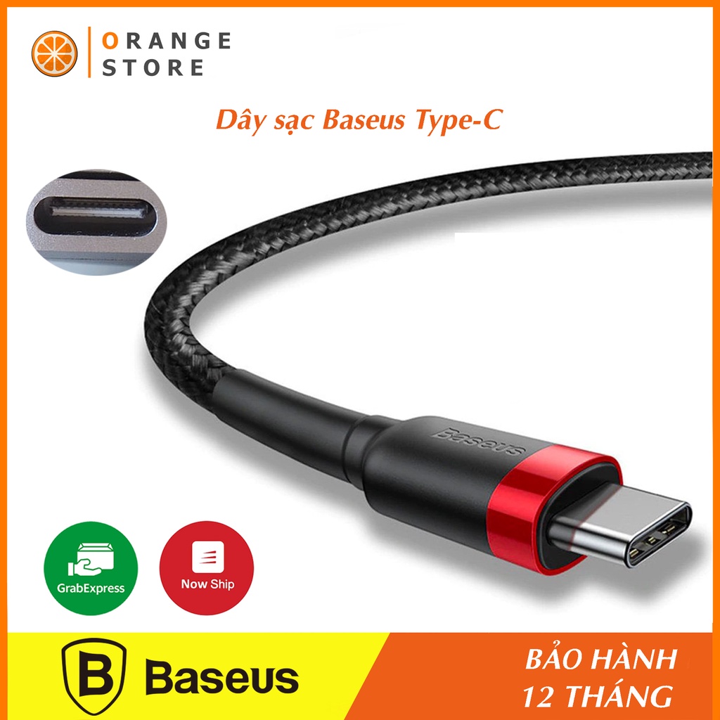 Dây sạc nhanh Type C Baseus Cafule sạc nhanh QC 3.0 cho Andoird dây dài 1m 2m hỗ trợ samsung xiaomi nokia