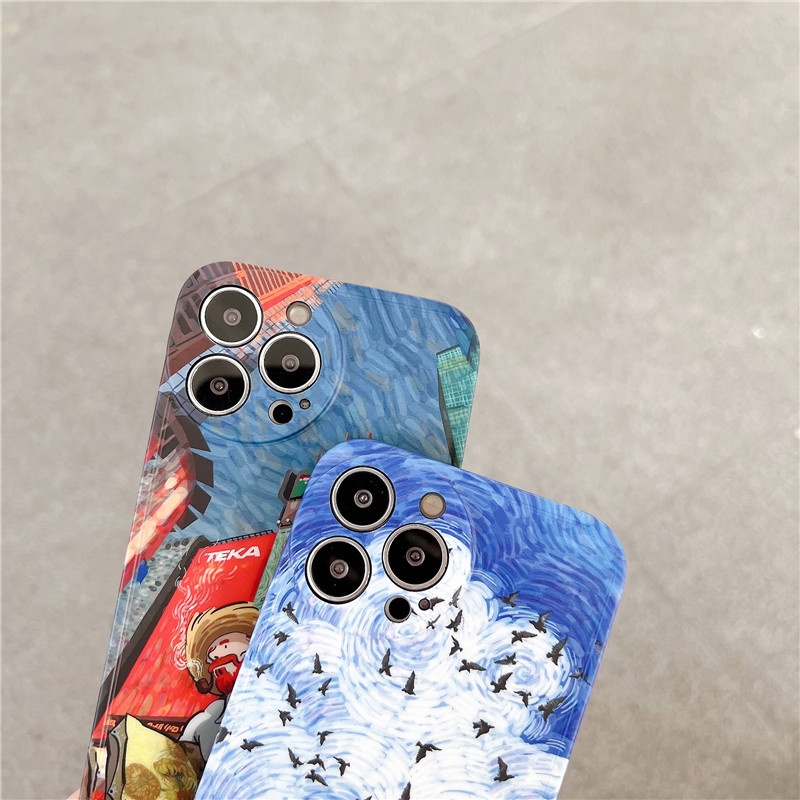 Ốp Điện Thoại IMD Mềm Họa Tiết Tranh Sơn Dầu van gogh Hoạt Hình Cho IPhone13 12 11 MAX X/XS XR XSMAX 7P/8P 7/8/SE2