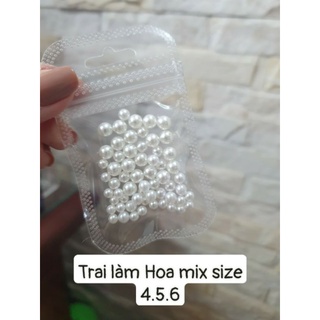 Hạt trai tròn làm hoa fantasy-hoa bột nail