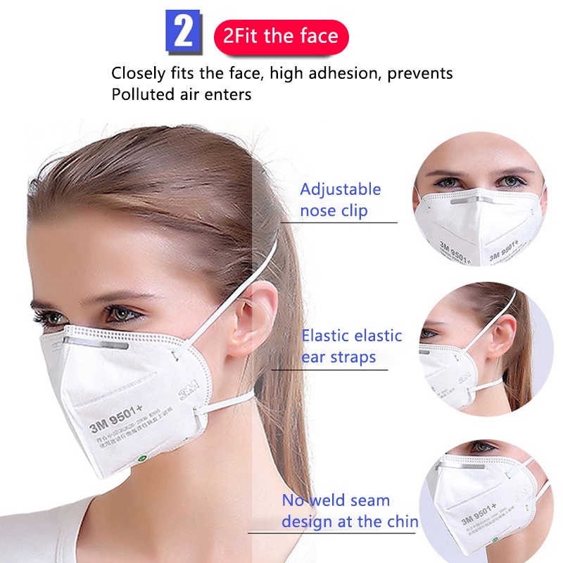 Khẩu trang KN95 3M 9501+ không van thở chống bụi mịn pm2.5 N95 NIOSH | BigBuy360 - bigbuy360.vn