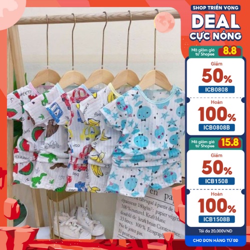 Bộ cộc tay cotton cho bé 3-15kg