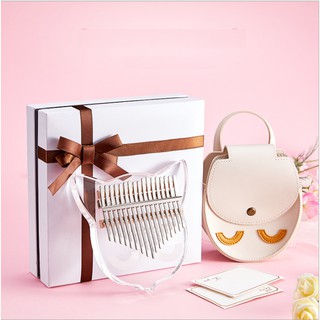 [Qùa tặng] Hộp quà đàn kalimba 17 phím Pha lê trong suốt Pig & Cat Little IM11378- Đầy đủ phụ kiện, Âm vang ấm