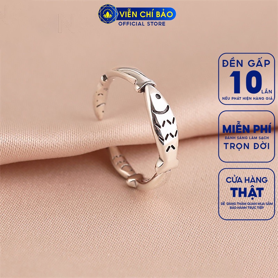 Nhẫn bạc nữ hình cá ngón út chất liệu bạc 925 thời trang phụ kiện trang sức Viễn Chí Bảo N000437
