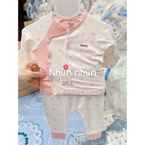 {Mẫu Mới} Bộ Avaler sơ sinh cài lệch sợi tre dành cho bé NB/3-6m(nhiều mẫu)