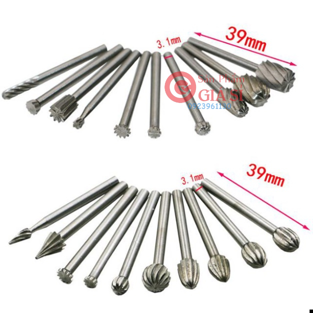 Bộ 20 đầu mũi mài khắc - mũi làm lũa - mũi chạm khắc gỗ cán 3mm ❤️freeship❤️