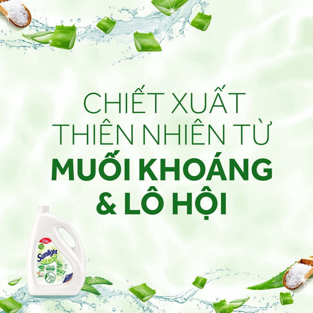 Nước rửa chén Sunlight can 3.6kg thiên nhiên lô hội