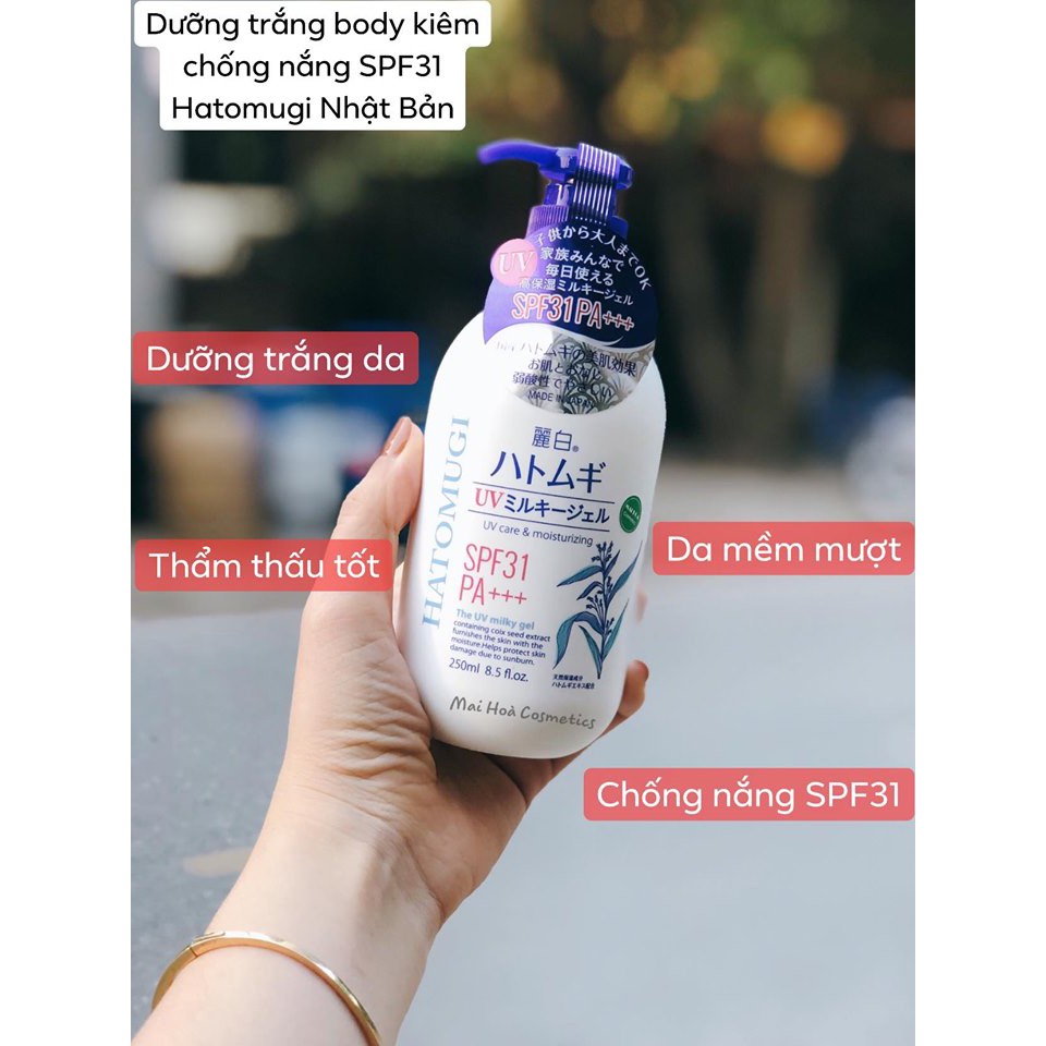 Sữa dưỡng thể chống nắng Hatomugi 250ml SPF31 PA+++ Nhật Bản