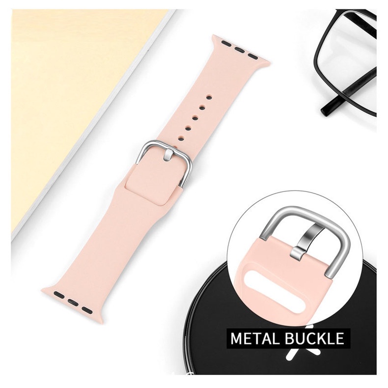 Dây đeo silicon thay thế màu kẹo thích hợp cho đồng hồ thông minh Apple Watch 42mm 38mm 44mm 40mm Series 6 SE 5 4 3