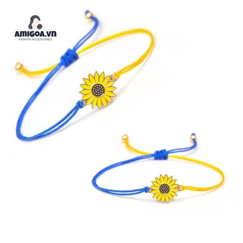 ✨✨Vòng Đeo Tay Bằng Sợi Sáp Dệt Hoa Hướng Dương/Hoa Cúc/Hoa Cúc Màu Vàng/Xanh Dương