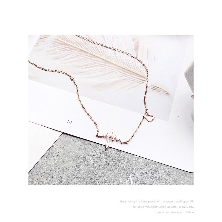 Vòng cổ Thép Titan Mặt Nhịp Tim Phong Cách Hàn Quốc